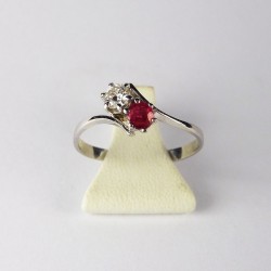 Bague Toi et Moi - 0,16ct de diamant - rubis