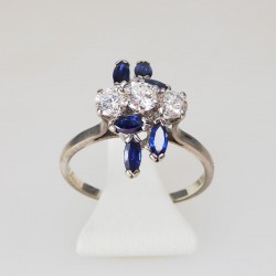 Bague 0,72ct de diamants - saphirs - or blanc