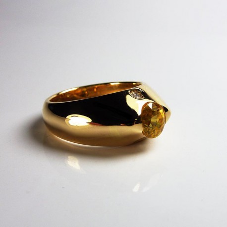 Saphir jaune & Diamants - Or jaune 18ct (750/000)