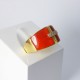 Bague laque rouge - Diamants - Or jaune