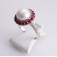 Bague perle et saphirs rose or blanc