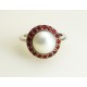 Bague perle et saphirs rose or blanc